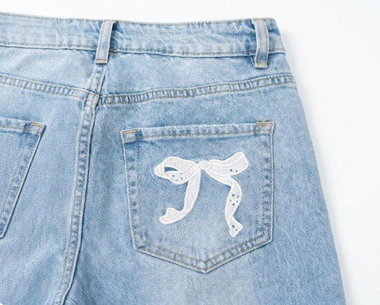 Blue Jeans White Bow