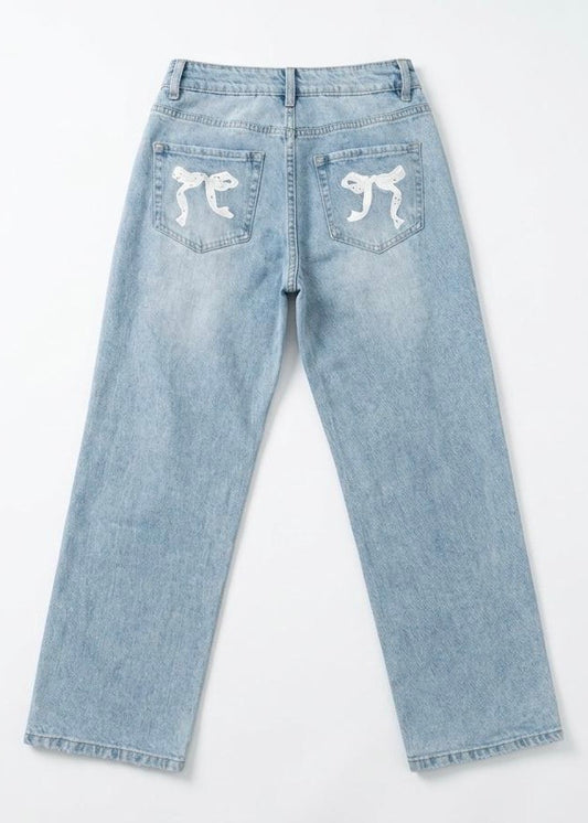 Blue Jeans White Bow