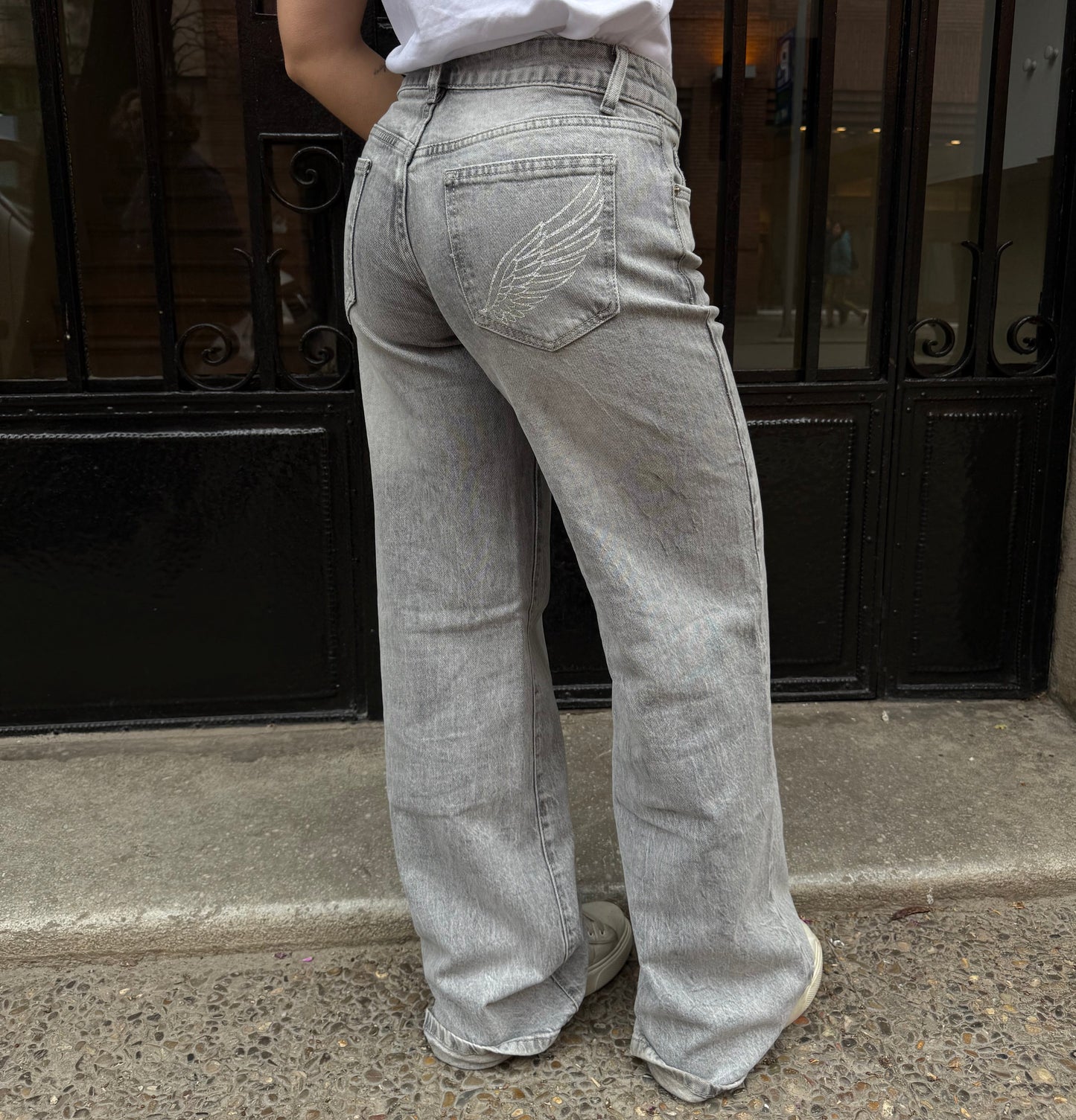 Grey Jeans Silver Wings
