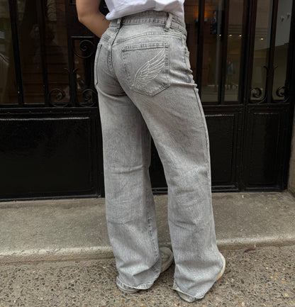 Grey Jeans Silver Wings