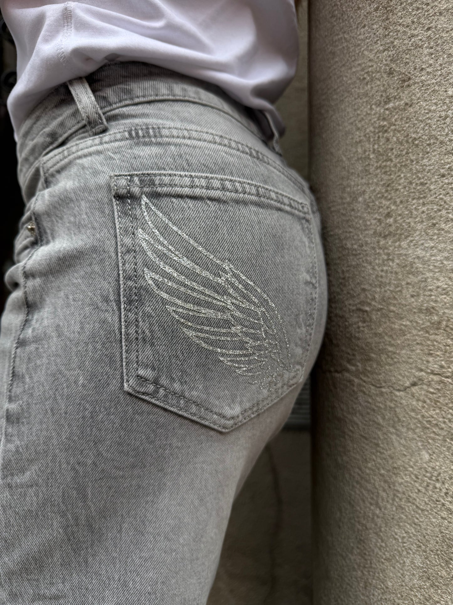 Grey Jeans Silver Wings